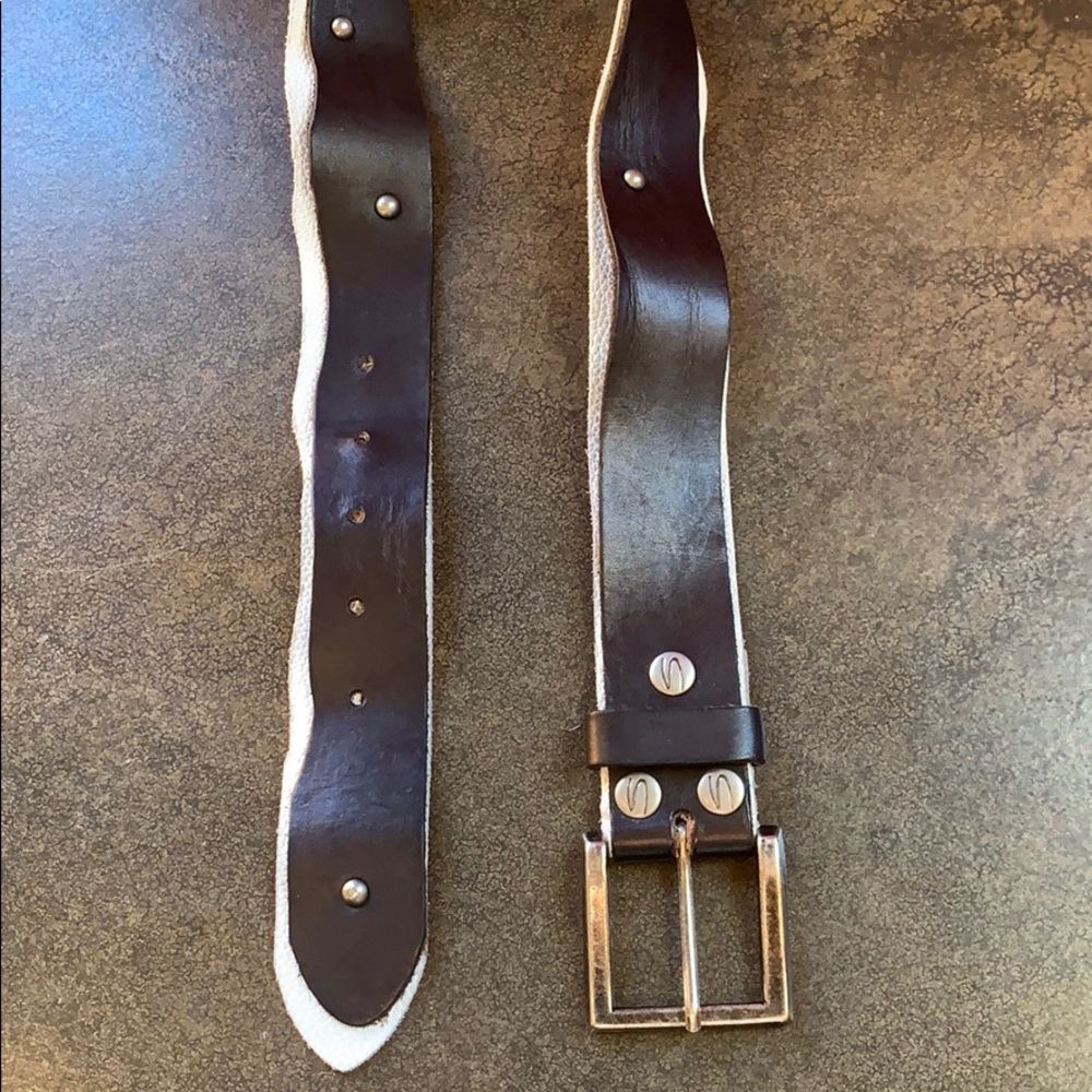 Silver Jeans Vintage Black & White Leather Belt M